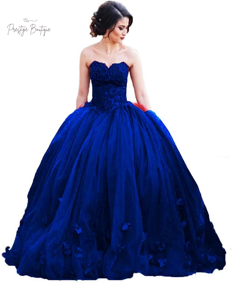 Kivary Women'S Long Ball Gown Tulle Floral Beaded Lace Formal Evening Prom Dress
