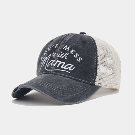 Don't Mess With Mama Unisex Retro Letter Embroidery Curved Eaves Baseball Cap