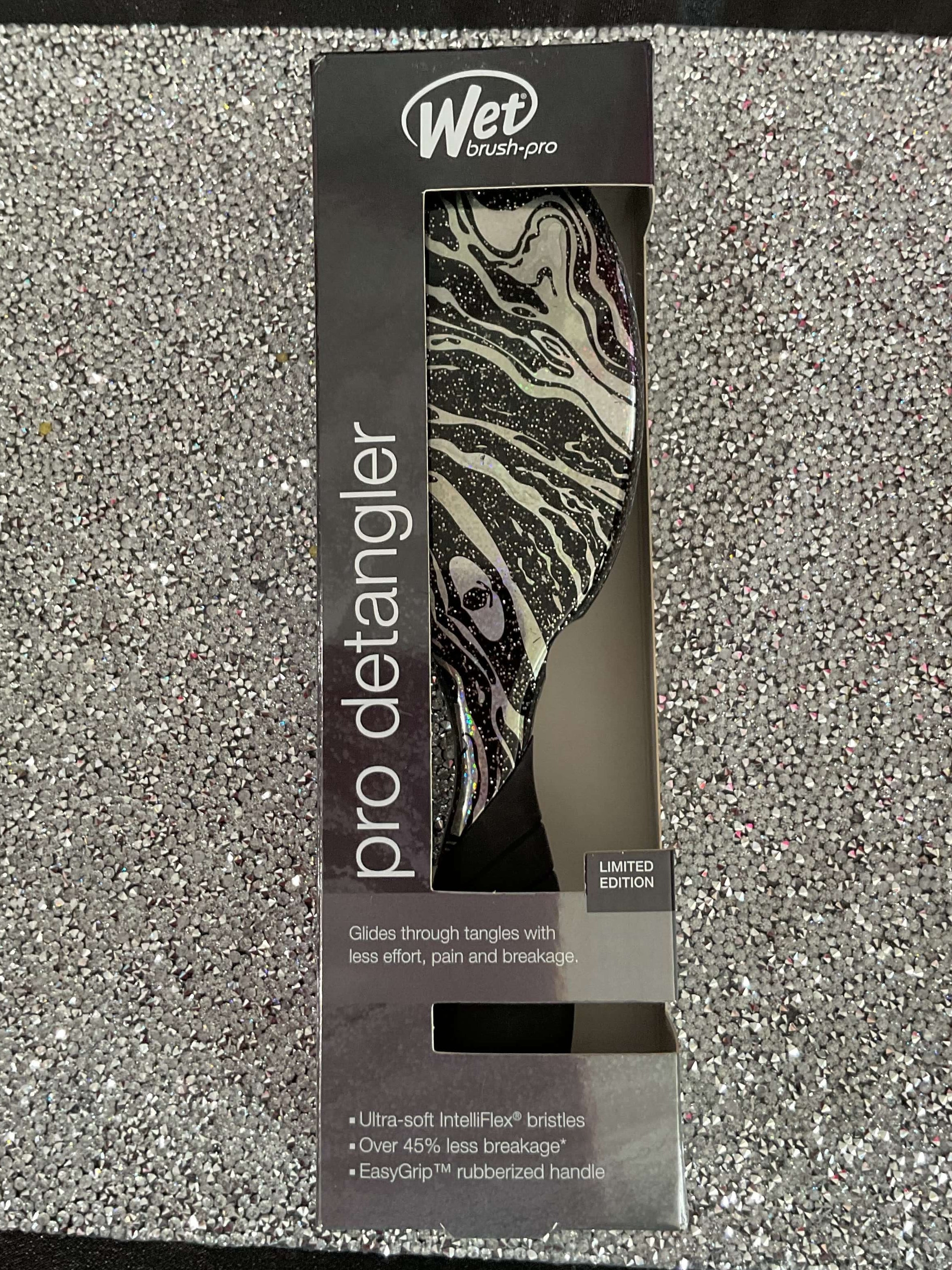 Packaged product with a marbled design on a textured surface