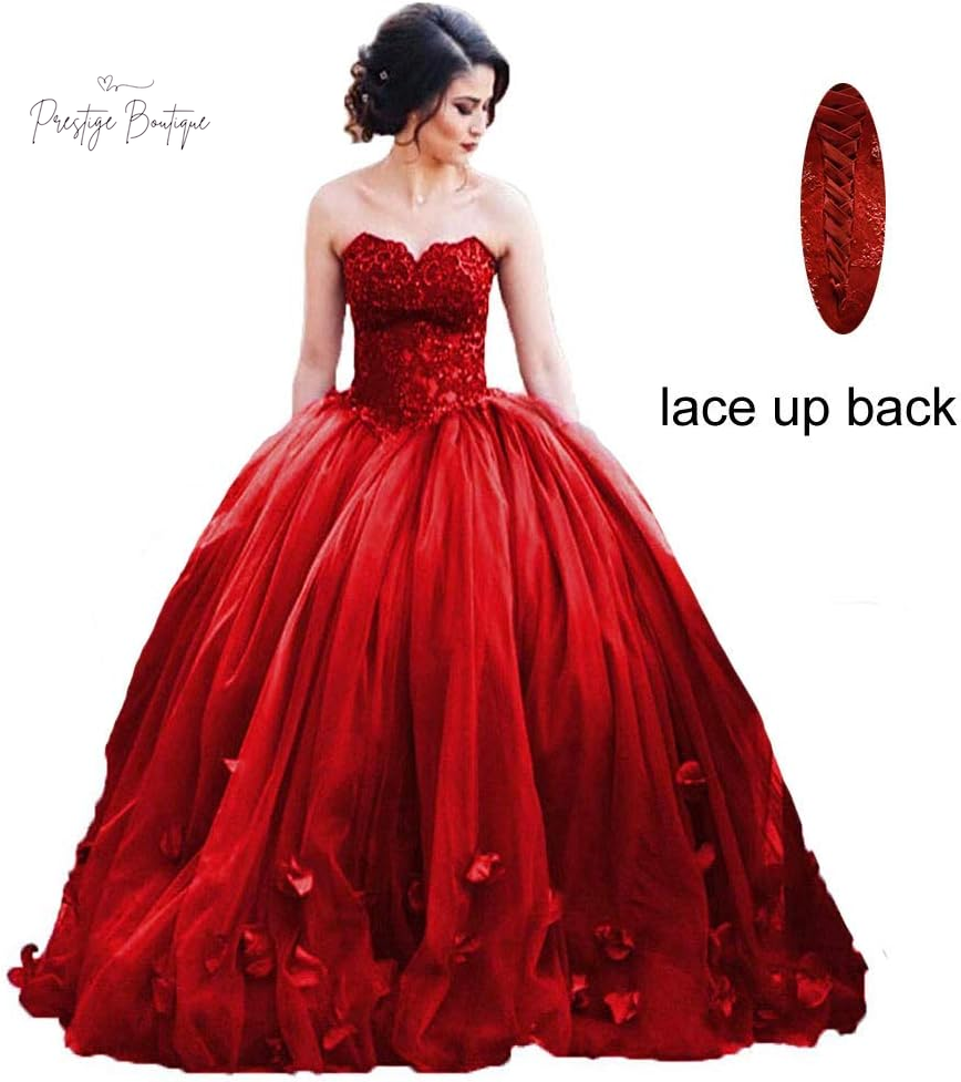 Kivary Women'S Long Ball Gown Tulle Floral Beaded Lace Formal Evening Prom Dress