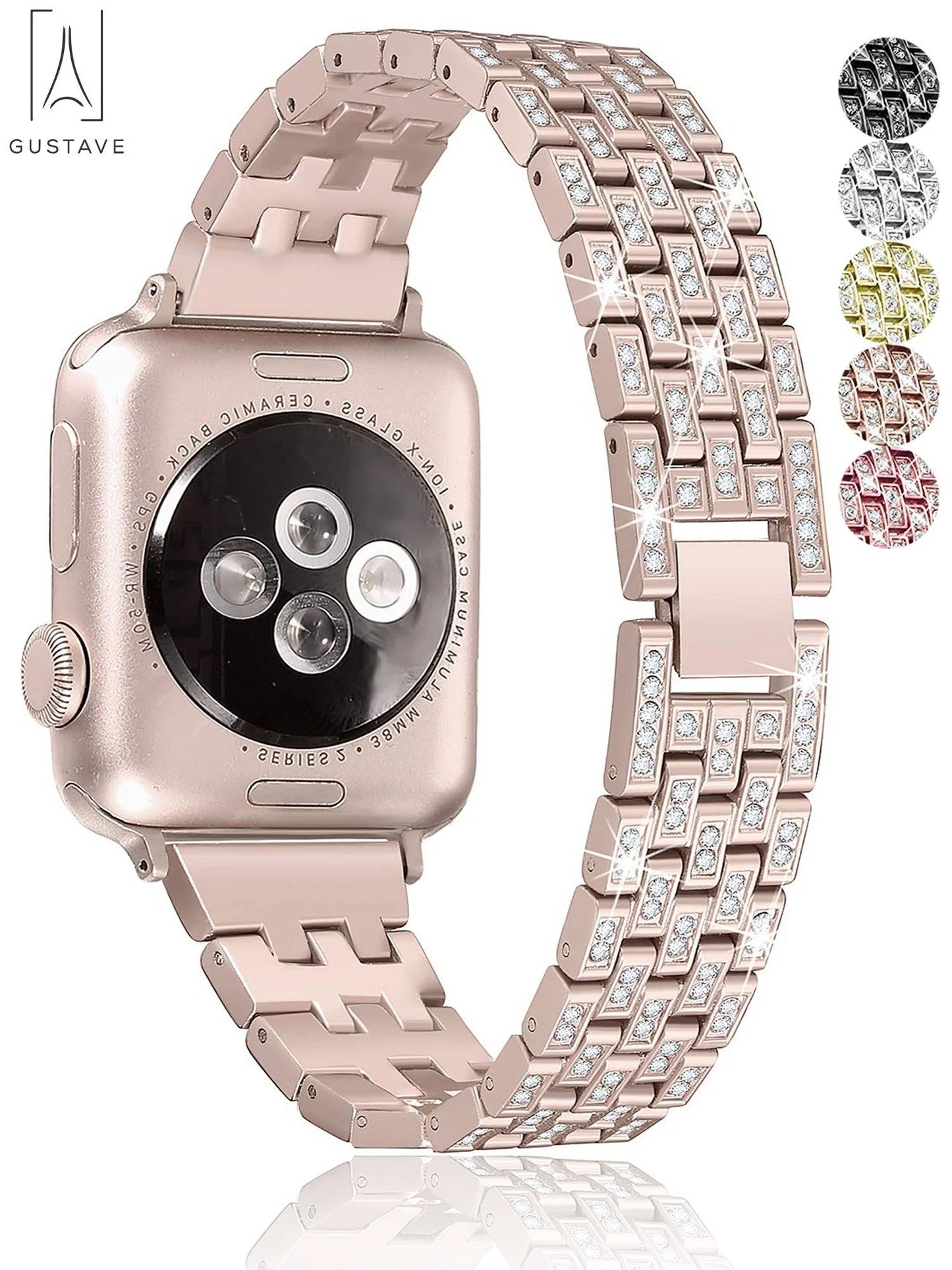Bling Bracelet Bands Apple Watch Band 42Mm 44Mm Replacement Diamond Rhinestone Wristband Strap Compatible with Iwatch Series SE 8 7 6 5 4 3 2 1 "Rose Gold"