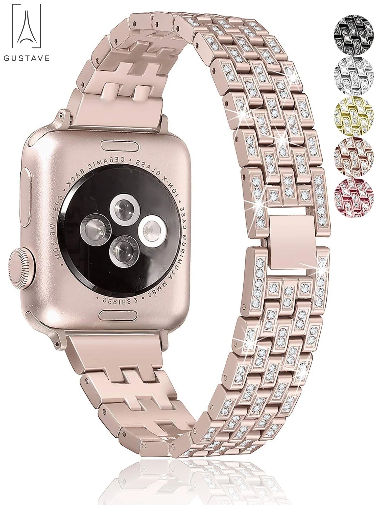 Bling Bracelet Bands Apple Watch Band 42Mm 44Mm Replacement Diamond Rhinestone Wristband Strap Compatible with Iwatch Series SE 8 7 6 5 4 3 2 1 "Rose Gold"