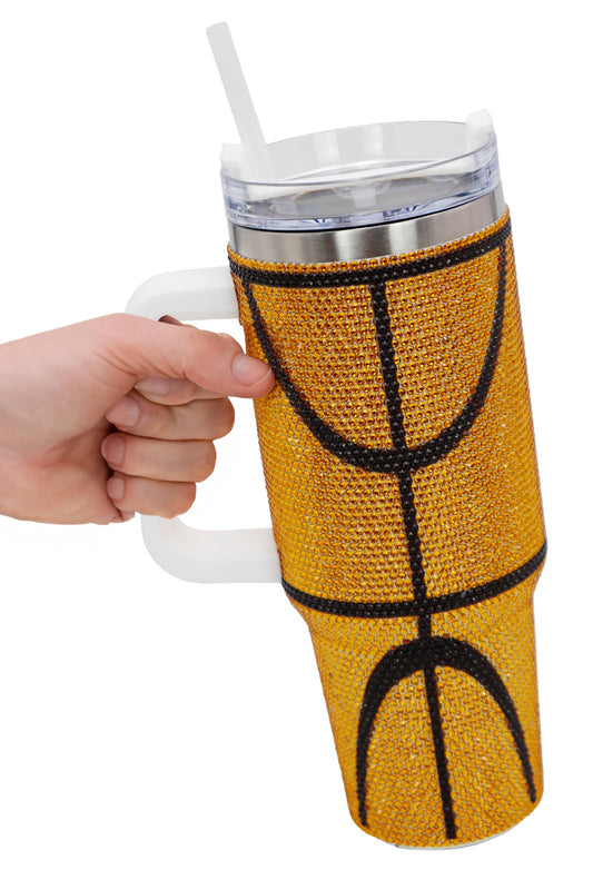 Basketball Gameday Bling Glam Insulated Tumbler Basketball Gameday Bling Glam Rhinestone Embellished Double Wall Insulated Stainless Steel Tumbler Thermal Flask - 40 oz -1 x Plastic Straw -Capacity: 1200 ml (40 oz) -Twist Closure Clear BPA Free AS Plastic Lid Featuring 3 Positions (Straw, Wide Mouth &amp; Full Cover) -Sturdy Handle (3.5" Handle Opening) -Straw Included (12" Long) -Hand Wash Only -Tumbler Dimensions: 10.5" * 5.5" * 4" -Case Dimensions: 11" * 6" * 4.25"&nbsp;