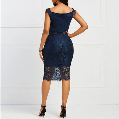 Elegant Lace Evening Wedding Party Dress for Women Sexy Hollow Out Office Ladies Bodycon Dresses Fashion Birthday Club Vestidos