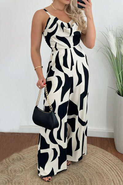Two-Tone Spaghetti Strap Wide Leg women's Jumpsuit