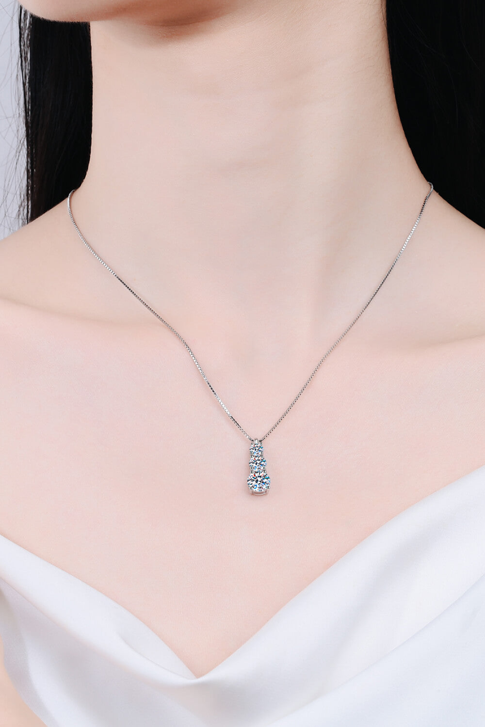 Moissanite Triple-Pendant Necklace 1.8 Carats