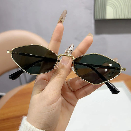 Trendy Polygonal Small Sunglasses Women Vintage Metal Frame Sunglasses Woman 2025 Glasses Ladies Shades Trends Summer Unique