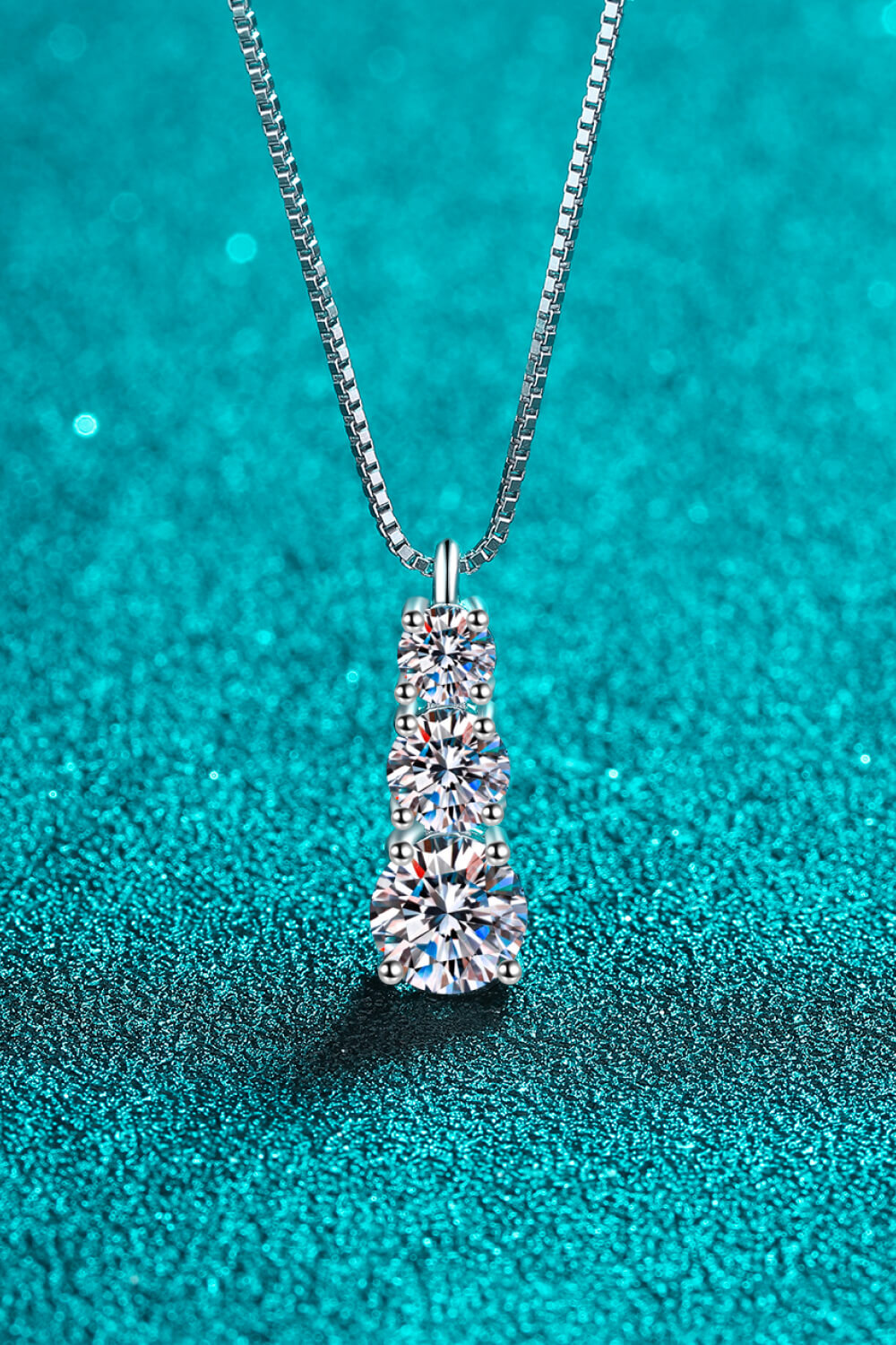 Moissanite Triple-Pendant Necklace 1.8 Carats