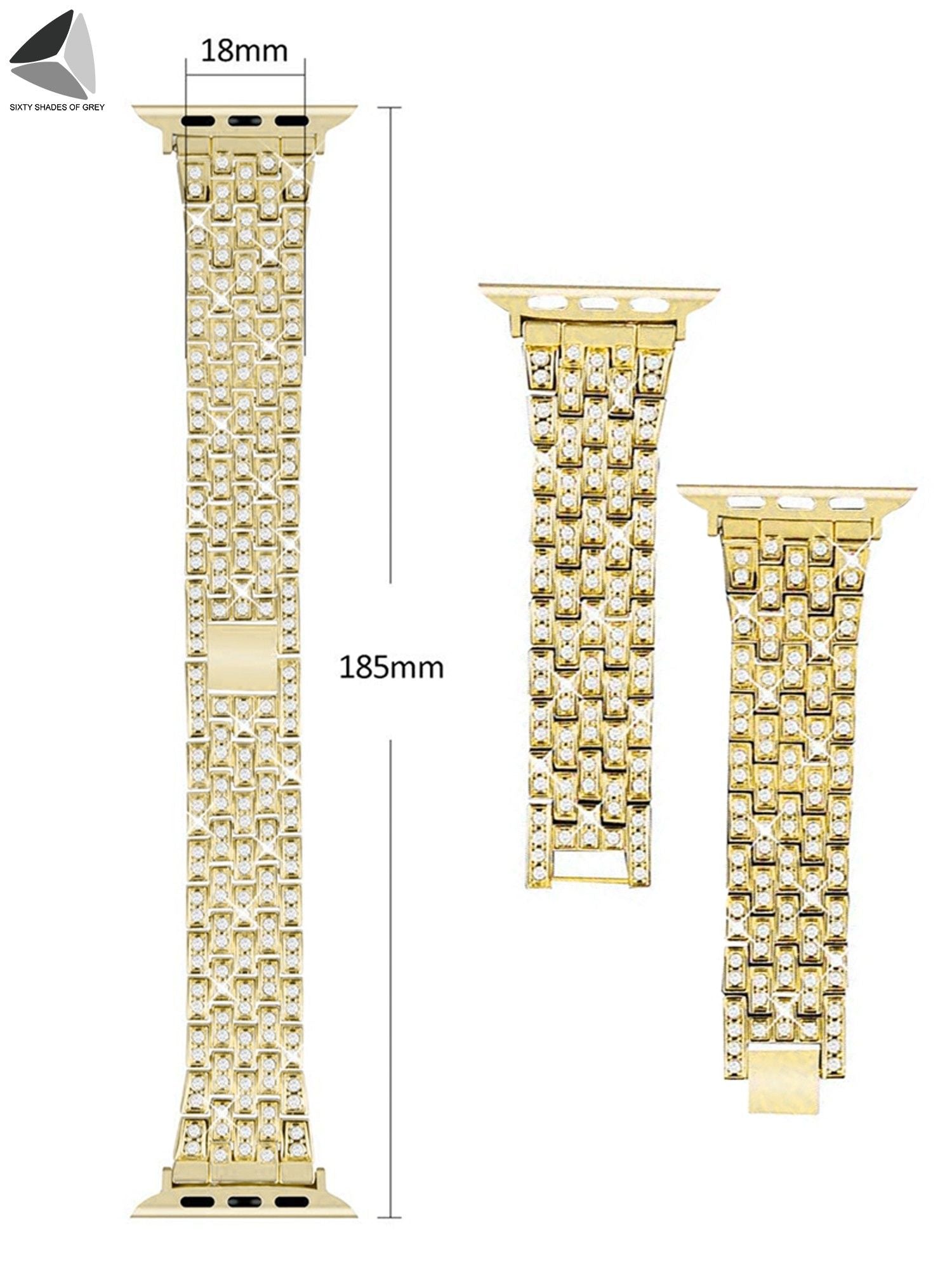 Bling Replacement Bracelet Iwatch Band Glitter Diamond Rhinestone Stainless Steel Metal Wristband Strap Apple Watch Band 38Mm 42Mm for Series 8/7/6/5/4/3/2/1 SE (Gold)