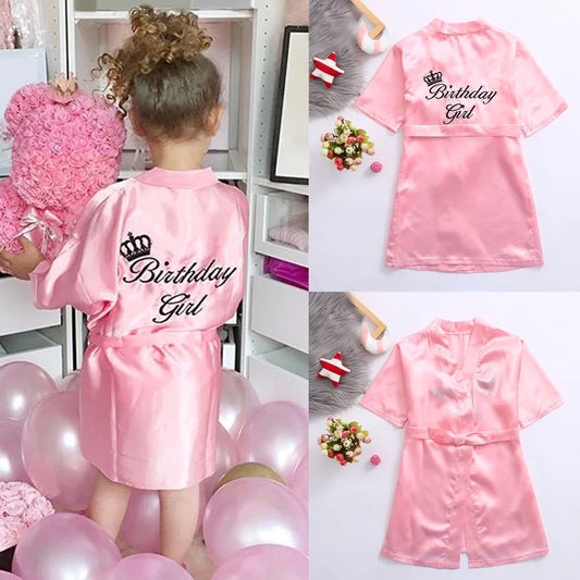Toddler Baby Girls Satin Floral Kimono Robe Solid Color Flower Girl Bath Robes Spa Robes for Wedding Birthday Party Bridal Sleepwear Bathrobes