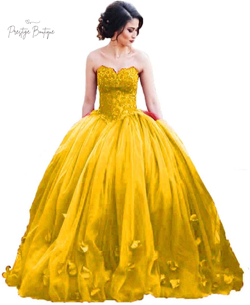Kivary Women'S Long Ball Gown Tulle Floral Beaded Lace Formal Evening Prom Dress