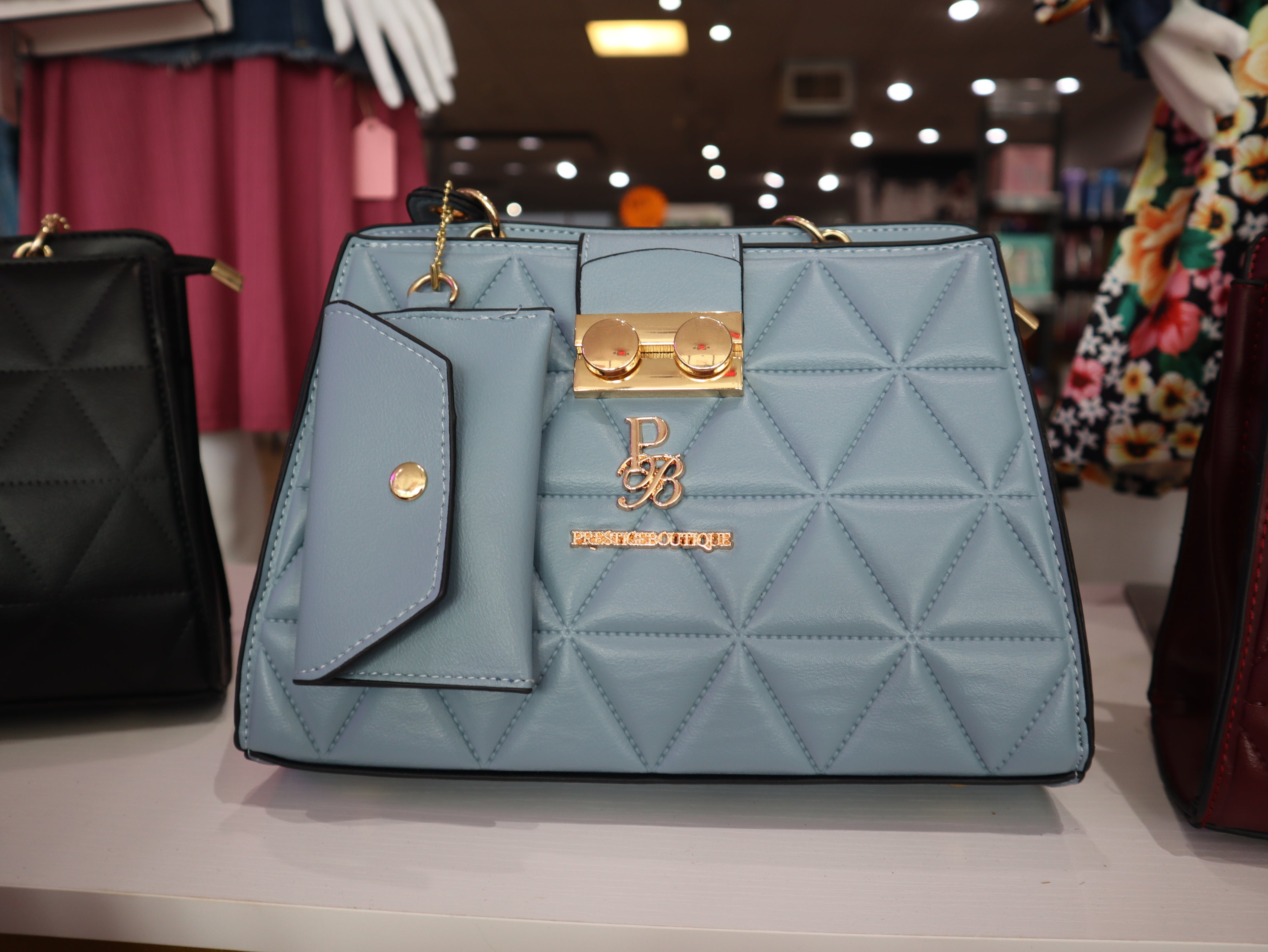 Geometric Handbag Women's Medium Large purse Prestige Boutique light blue purse