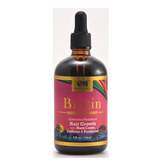 Biotin Oil - Rosemary Mint Advanced Hydration Hair Growth with Black Castor, Caffeine, & Panthenol -4 0z