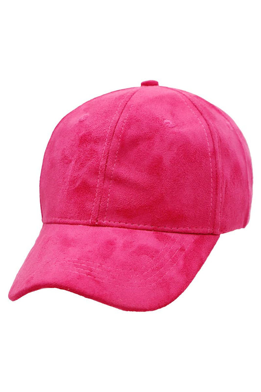 Faux Suede Velcro Back High Profile Baseball Cap