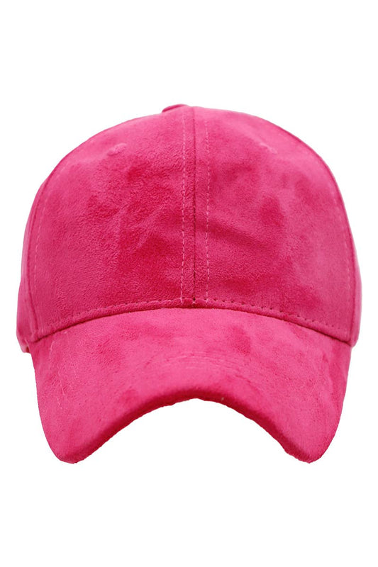 Faux Suede Velcro Back High Profile Baseball Cap