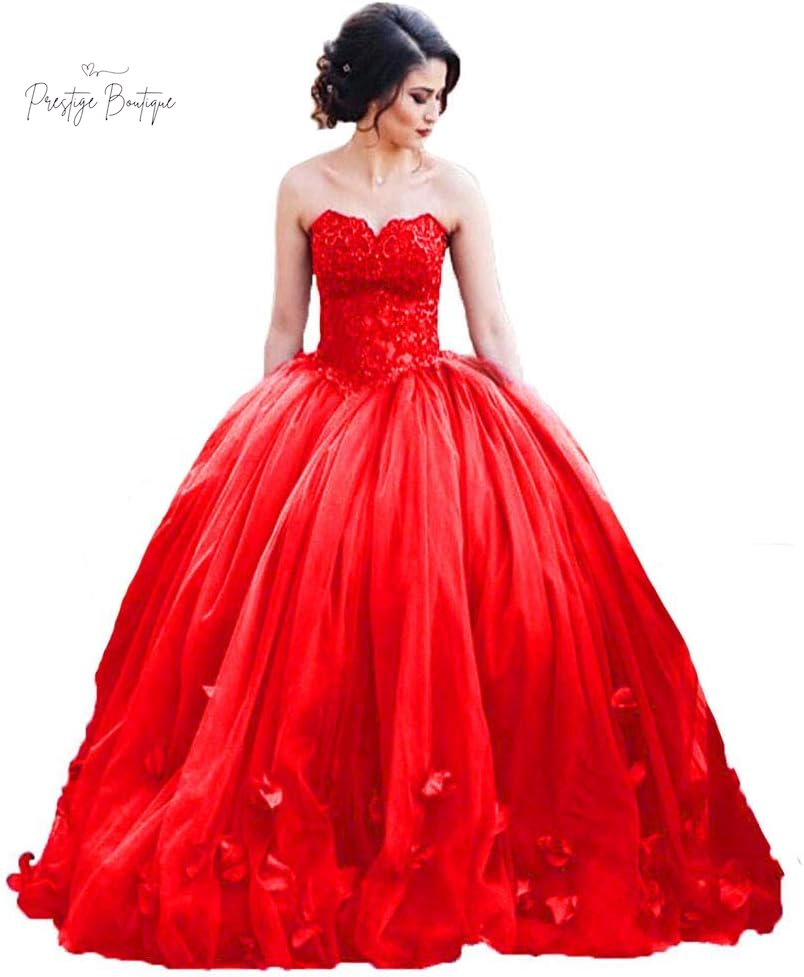 Kivary Women'S Long Ball Gown Tulle Floral Beaded Lace Formal Evening Prom Dress