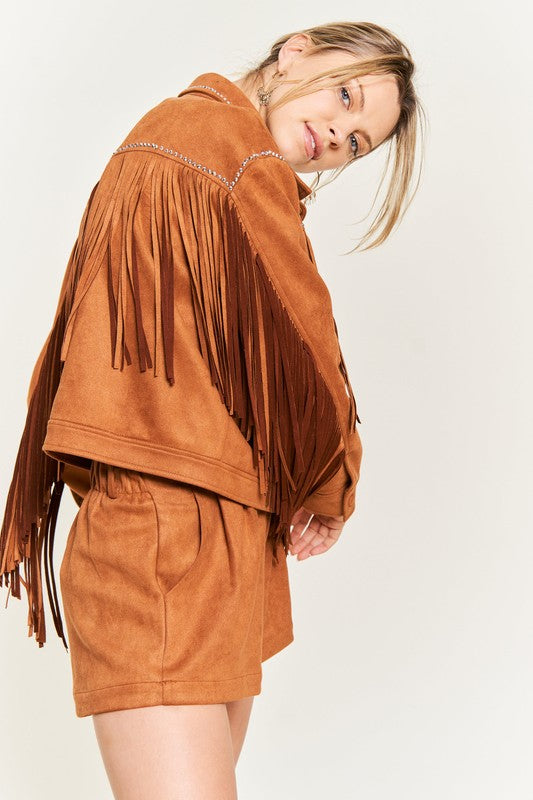 Suede Studded Fringe Jacket side
