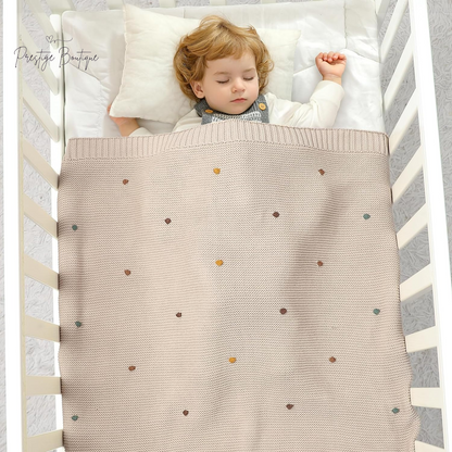 Mimixiong Cotton Baby Blanket Gender Neutral Nursery Swaddling Blanket for Shower Gift Registry for Baby with Cute Pompoms Khaki