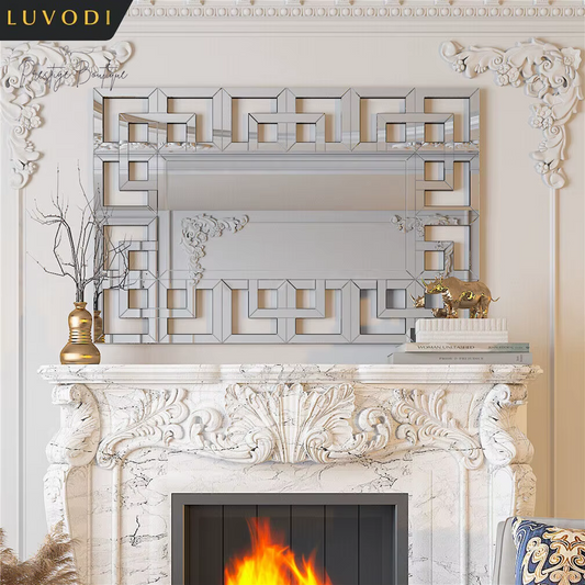 LUVODI High-Grade Wall Decorative Mirror with Silver Polished Hollow-Out Mirrors for Home Hotel