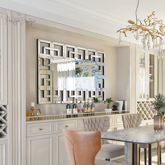 LUVODI High-Grade Wall Decorative Mirror with Silver Polished Hollow-Out Mirrors for Home Hotel