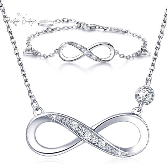 Billie Bijoux 925 Sterling Silver Necklace Bracelet Jewelry Sets Infinity Love Jewelry Sets White Gold Plated Women Necklace Gifts for Women
