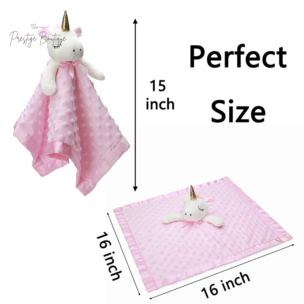 Pro Goleem Unicorn Loveys for Babies Soft Plush Pink Security Blanket for Girls Snuggle Toy Stuffed Animal Lovies for Babies Baby Girl Gifts for Newborn, Infant and Toddler, 16 Inch