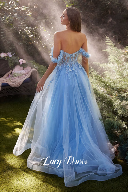 Mesh Applique Grace Line a Evening Dress Wedding Party Prom Dresses Elegant Woman Sharon Happy Graduation Womens Gown Customize 
