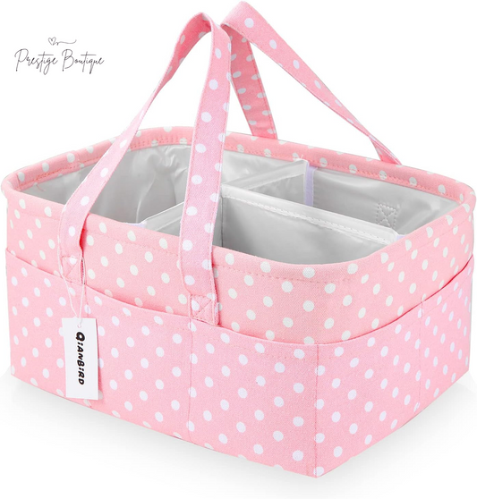 Pink Diaper Caddy Organizer for Baby Girl-Large Portable Diaper Caddy Basket for Changing Table-Diaper Organizer Caddy-Car Travel Tote Bag-Newborn Registry Baby Shower Basket for Diapers & Wipes