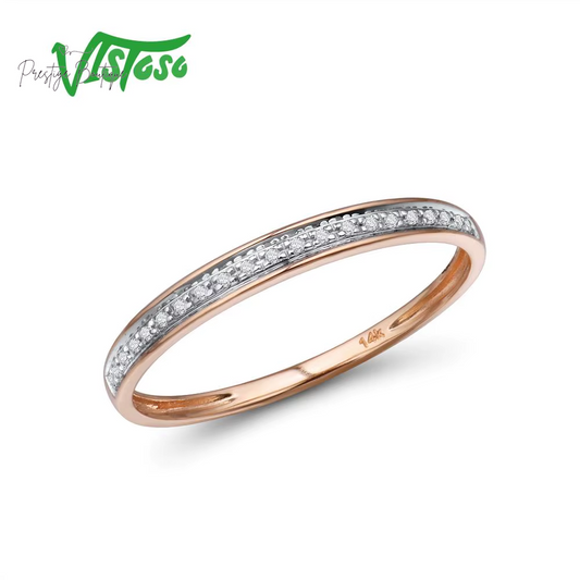 VISTOSO Genuine 14K White/Yellow/Rose Gold Rings for Women Simple Style Eternal Diamond Ring Engagement Anniversary Fine Jewelry