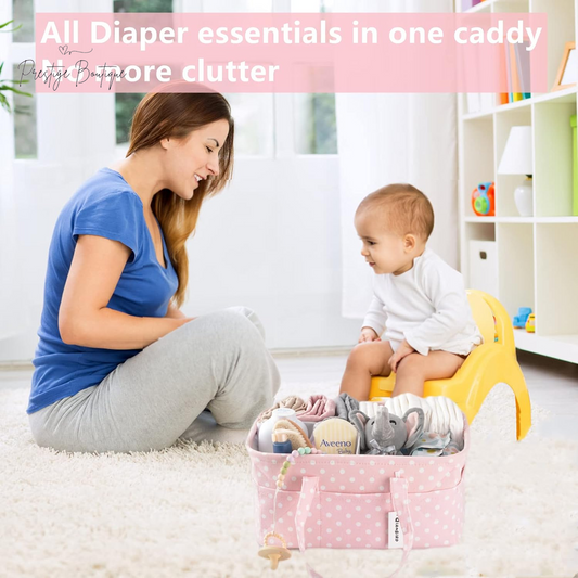 Pink Diaper Caddy Organizer for Baby Girl-Large Portable Diaper Caddy Basket for Changing Table-Diaper Organizer Caddy-Car Travel Tote Bag-Newborn Registry Baby Shower Basket for Diapers & Wipes