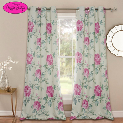 BUHUA Curtains 95 Inch Length 2 Panels Set Floral Curtains for Bedroom Living Room, Farmhouse Blackout Curtains for Sliding Door, 38" W X 95" L, Beige and Pink