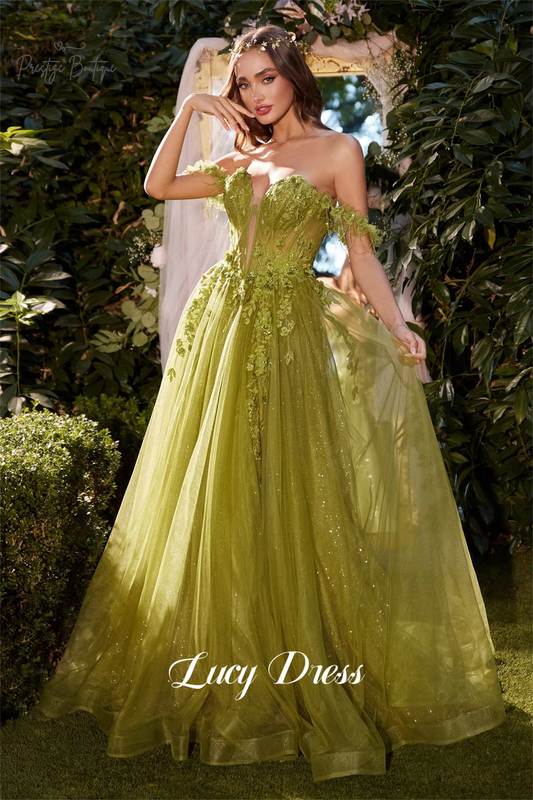Mesh Applique Grace Line a Evening Dress Wedding Party Prom Dresses Elegant Woman Sharon Happy Graduation Womens Gown Customize 