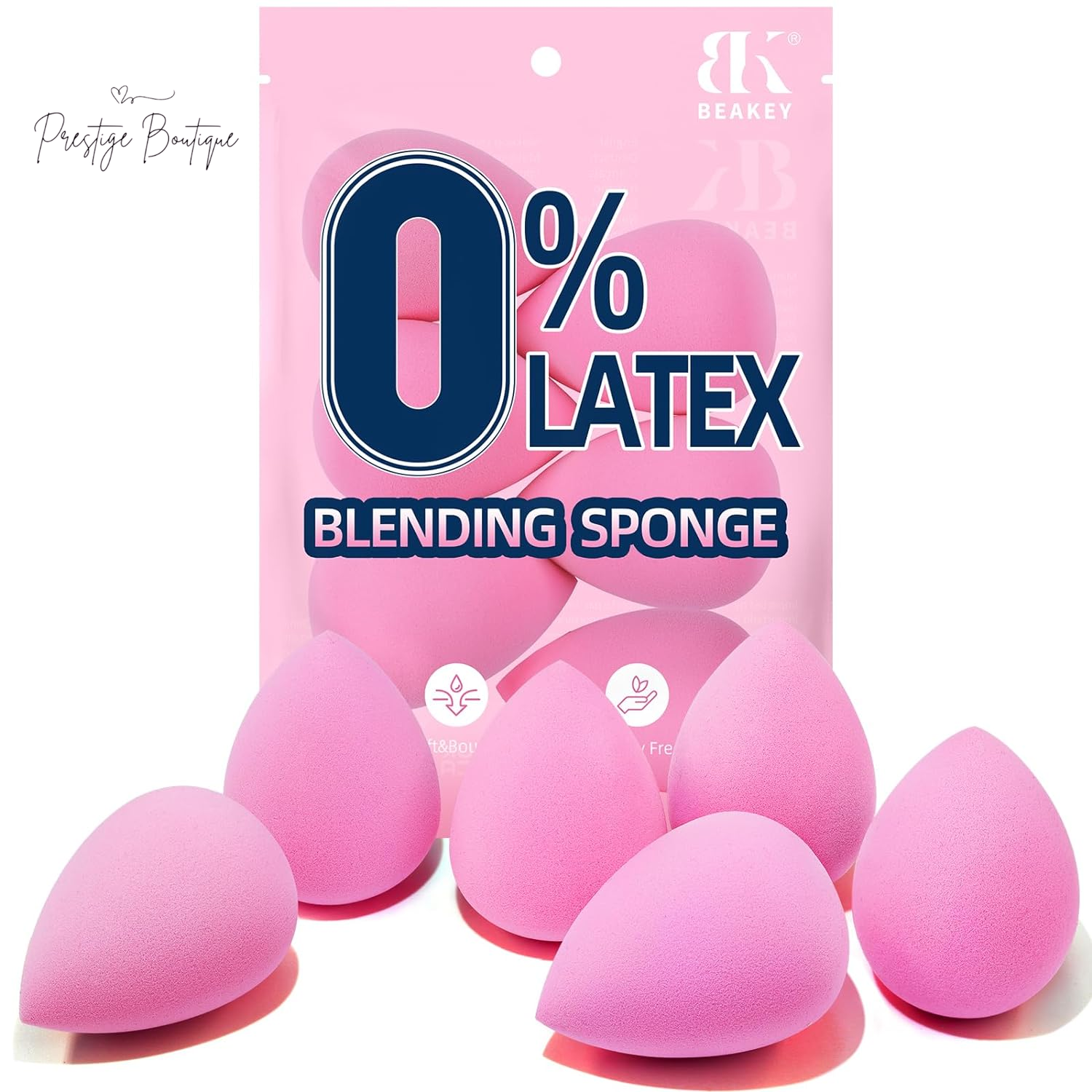 BEAKEY Super Soft Makeup Sponge Set of 6, Makeup Sponges for Foundation, Liquid, Cream and Powder, Pink Beauty Sponge for Blending, 0 Latex Blender