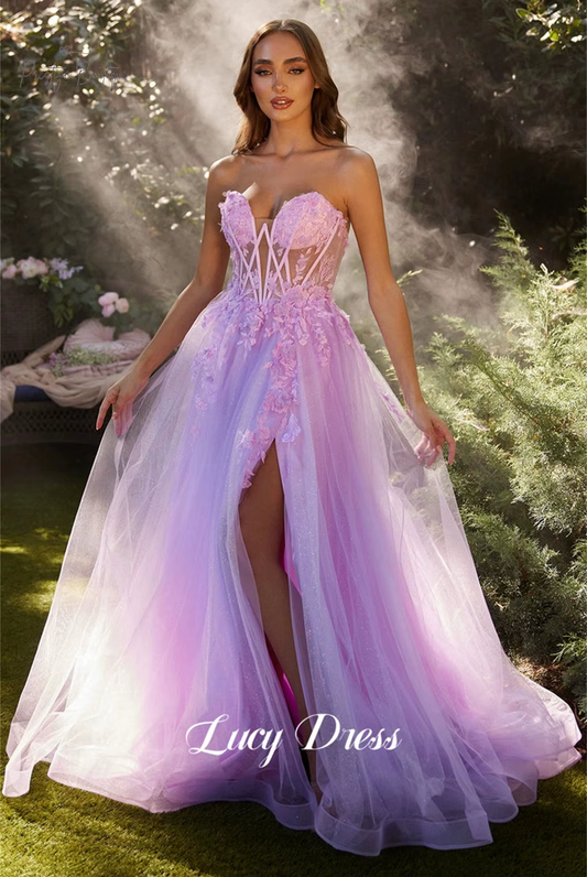 Mesh Applique Grace Line a Evening Dress Wedding Party Prom Dresses Elegant Woman Sharon Happy Graduation Womens Gown Customize 