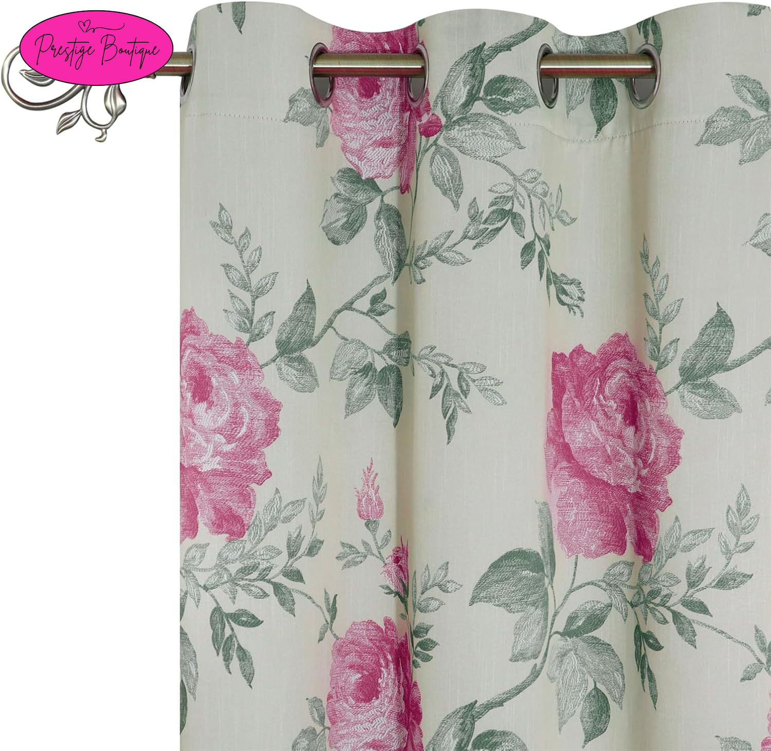 BUHUA Curtains 95 Inch Length 2 Panels Set Floral Curtains for Bedroom Living Room, Farmhouse Blackout Curtains for Sliding Door, 38" W X 95" L, Beige and Pink