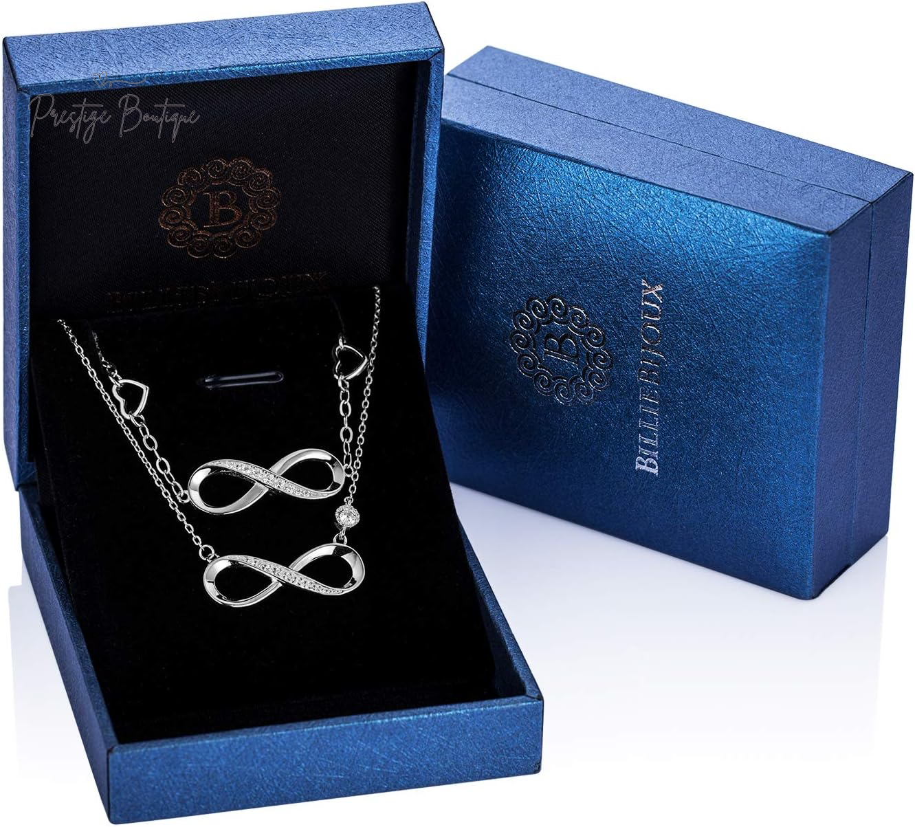 Billie Bijoux 925 Sterling Silver Necklace Bracelet Jewelry Sets Infinity Love Jewelry Sets White Gold Plated Women Necklace Gifts for Women