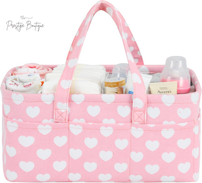 Pink Diaper Caddy Organizer for Baby Girl-Large Portable Diaper Caddy Basket for Changing Table-Diaper Organizer Caddy-Car Travel Tote Bag-Newborn Registry Baby Shower Basket for Diapers & Wipes
