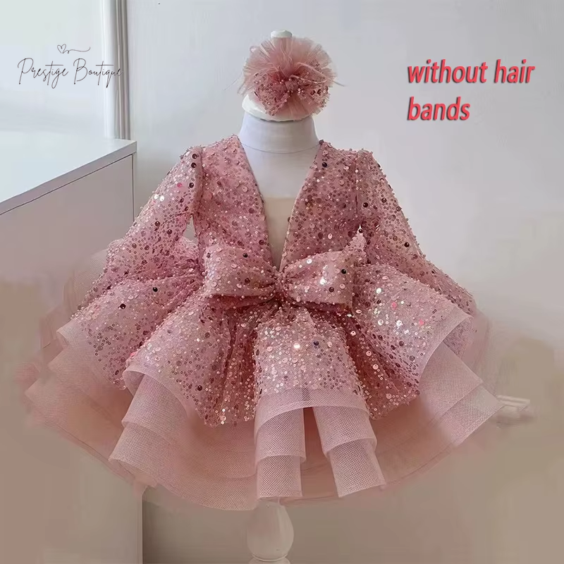 Princess Girls Sequined Ball Gown Party Tutu Dresses Baby Kids Flower Girl Wedding Birthday Party Vestidos Children Clothing