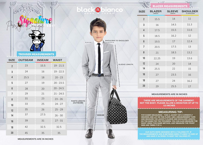 Black N Bianco Signature Boys' Slim Fit Suit Complete Outfit