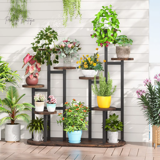 Tribesigns Plant Stand Multi-Tiered 11 Potted Flower Shelf for Window Garden Balcony Corner Living Room