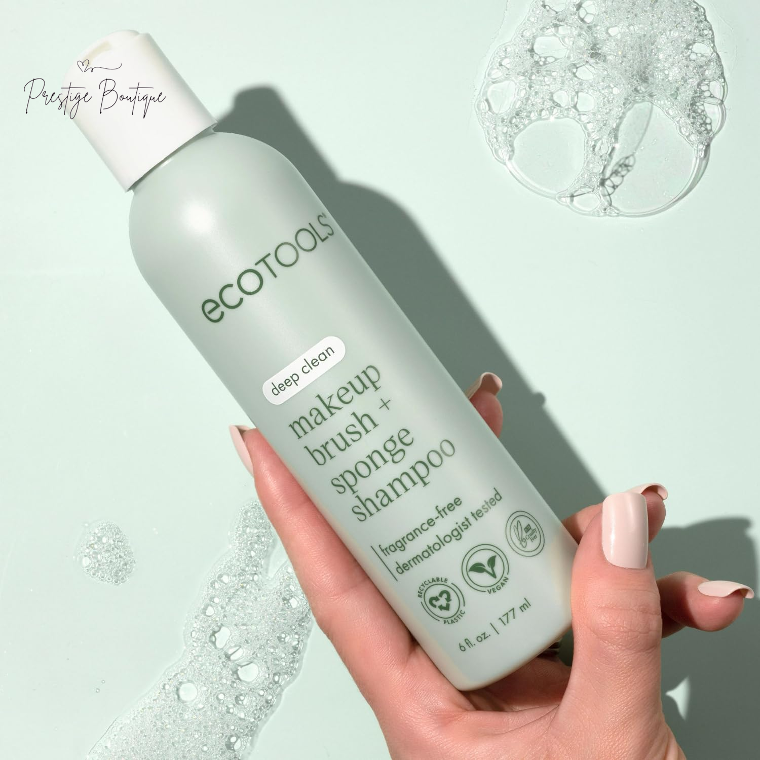 Ecotools Cleanser Shampoo for Makeup Brush/Sponge/Puffs, Remove Makeup & Impurities, Fragrance-Free, No Harsh Chemicals, Vegan & Cruelty-Free, 6 Fl.Oz./177 Ml, 1 Count