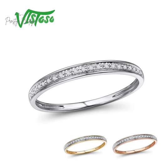 VISTOSO Genuine 14K White/Yellow/Rose Gold Rings for Women Simple Style Eternal Diamond Ring Engagement Anniversary Fine Jewelry