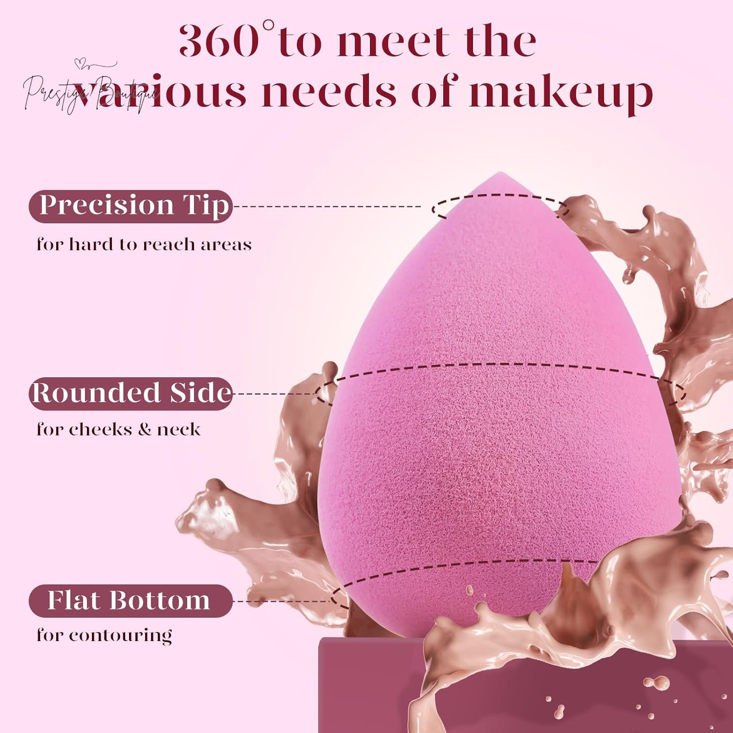 BEAKEY Super Soft Makeup Sponge Set of 6, Makeup Sponges for Foundation, Liquid, Cream and Powder, Pink Beauty Sponge for Blending, 0 Latex Blender