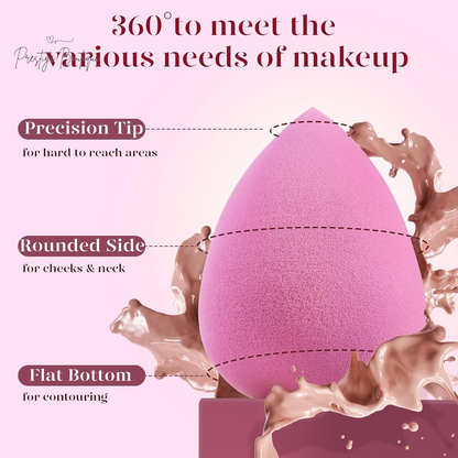 BEAKEY Super Soft Makeup Sponge Set of 6, Makeup Sponges for Foundation, Liquid, Cream and Powder, Pink Beauty Sponge for Blending, 0 Latex Blender