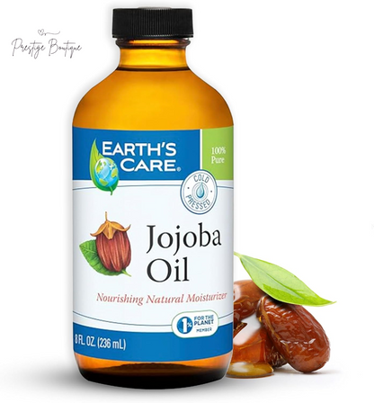Earth’S Care Jojoba Oil - 100% Pure Jojoba Oil for Hair, Skin and Nails - Cold Pressed - Nourishing Natural Moisturizer - 8 FL OZ