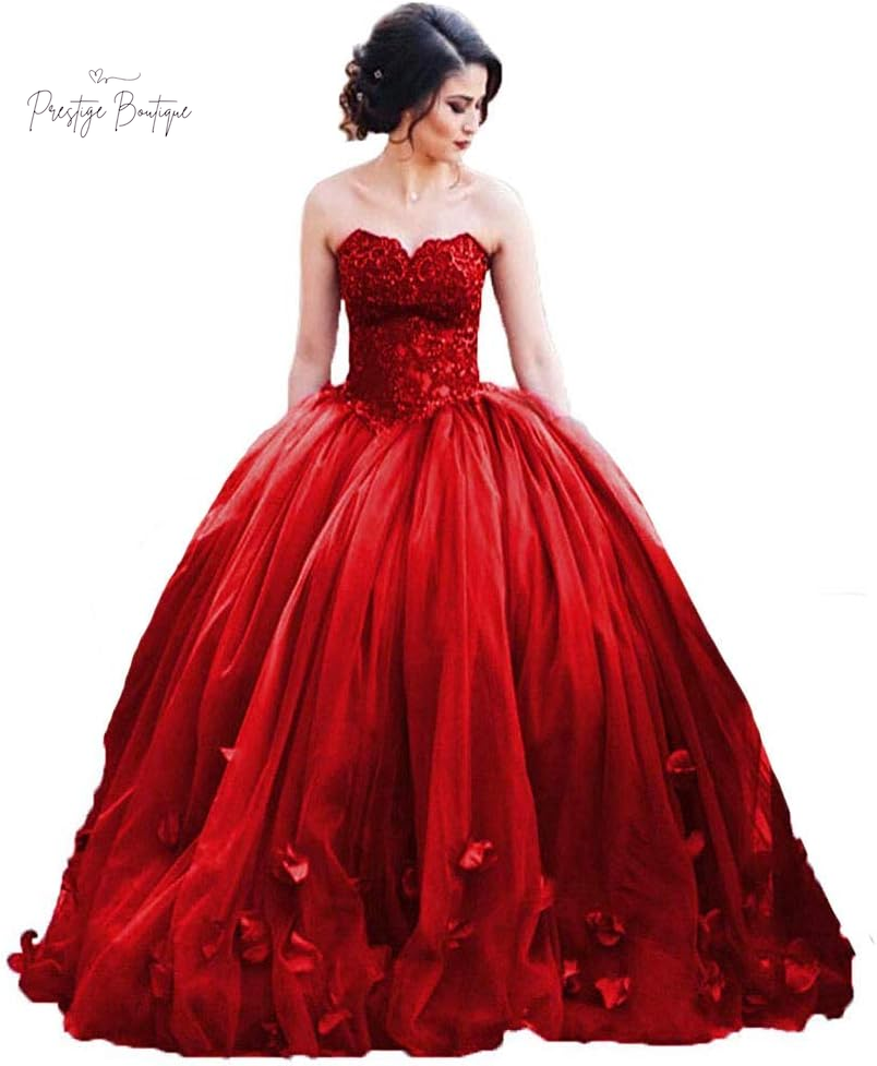 Kivary Women'S Long Ball Gown Tulle Floral Beaded Lace Formal Evening Prom Dress