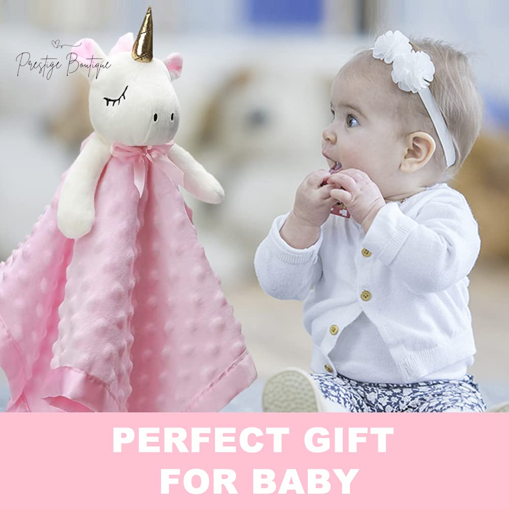 Pro Goleem Unicorn Loveys for Babies Soft Plush Pink Security Blanket for Girls Snuggle Toy Stuffed Animal Lovies for Babies Baby Girl Gifts for Newborn, Infant and Toddler, 16 Inch