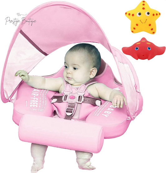 Mambobaby Float with Canopy Size Improved Non Inflatable Infant Baby Pool Float Smart Mambo Float Swim Trainer Add Tail Baby Swim Float Mambo Baby Float Solid Air Free Water Waist Swimming Ring