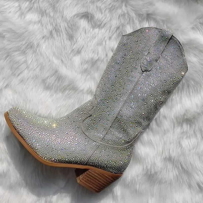 white glam boots