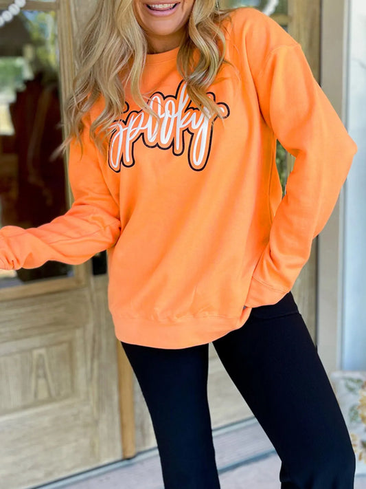 Spooky Round Neck Long Sleeve Sweatshirt